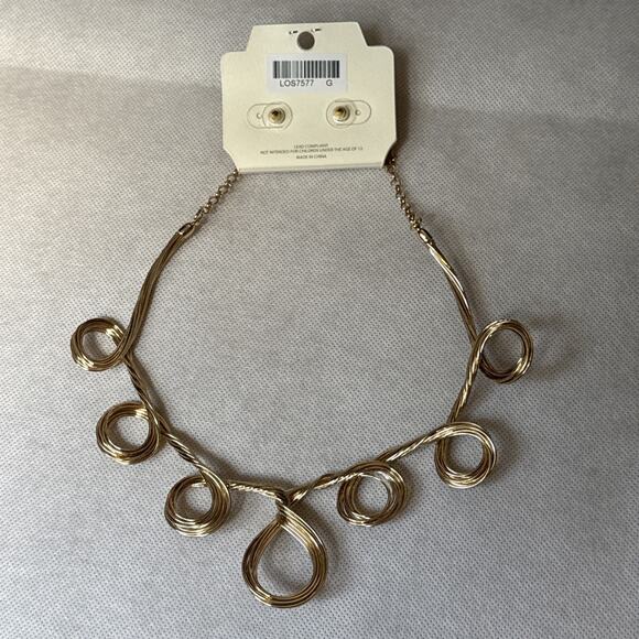 Mia Collection Jewelry Necklace Circle Bent Wire Earrings Ball Set Gold Color - Picture 4 of 7